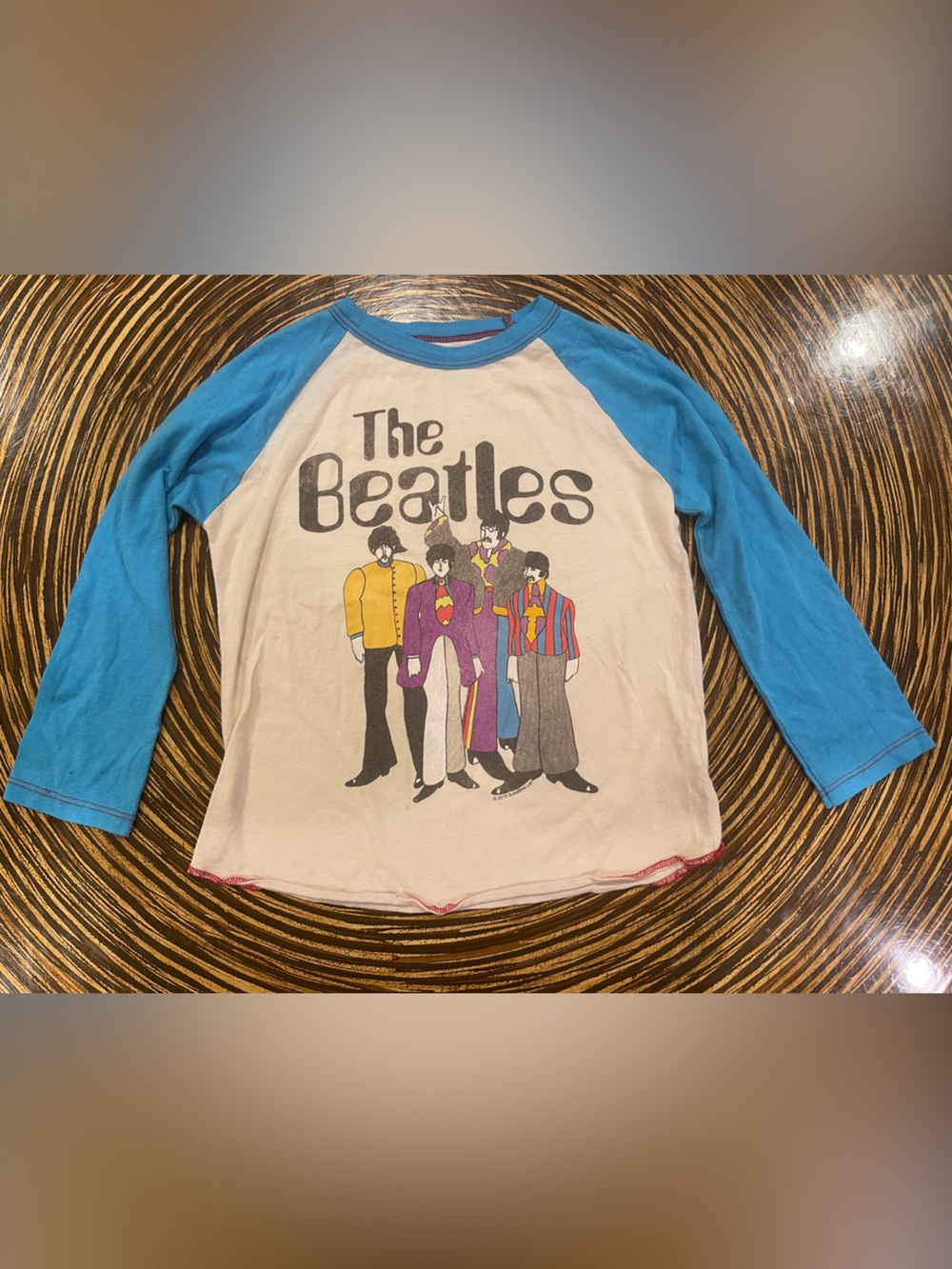 Rowdy Sprout The Beatles Raglan Tee - Cream Body with Blue Sleeves